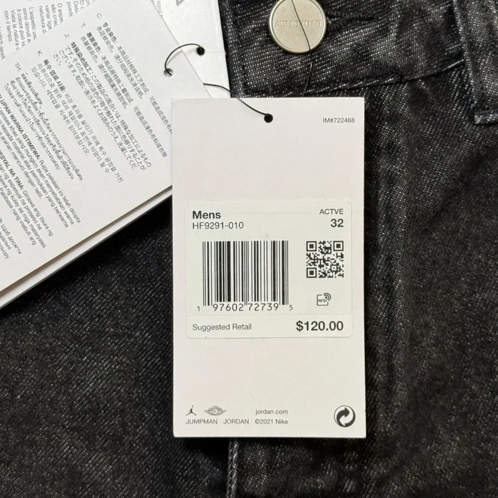 Nike Air Jordan Loose Fit Denim Pants Black Size 32 NWT